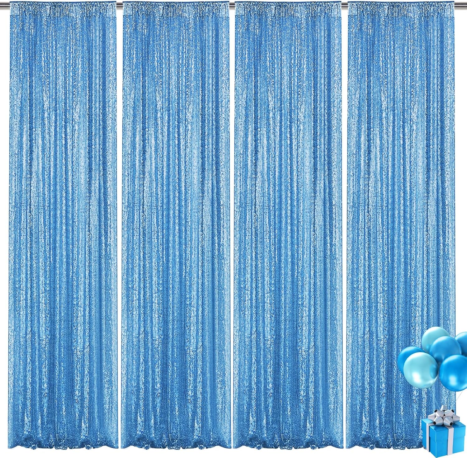 Blue Sequin Backdrop Curtain for Stunning Party Decorations
