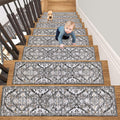 Rubber Carpet Stair Treads 15 Pack - Non Slip Indoor Stair Mats