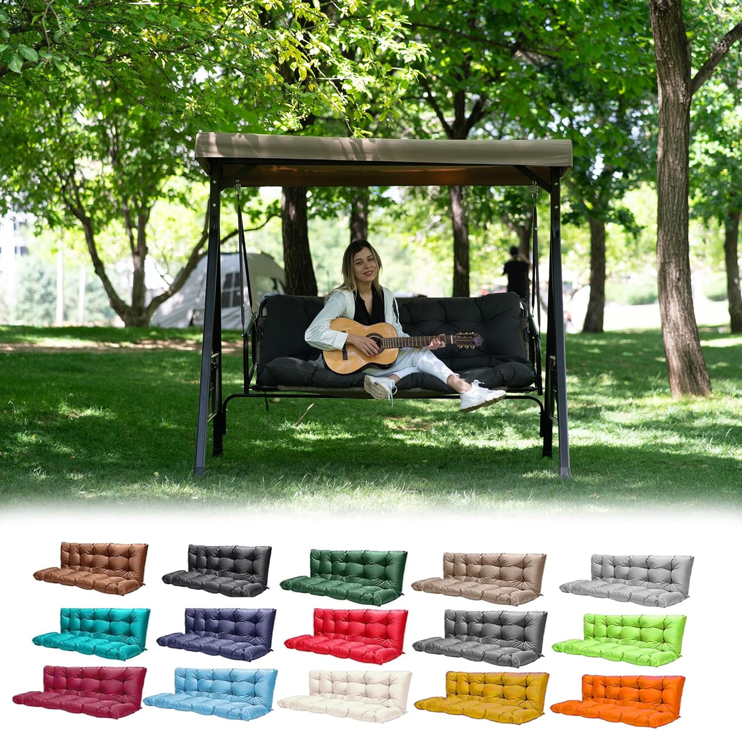 Porch Swing Cushions Replacement for 3 Seater with Backrest