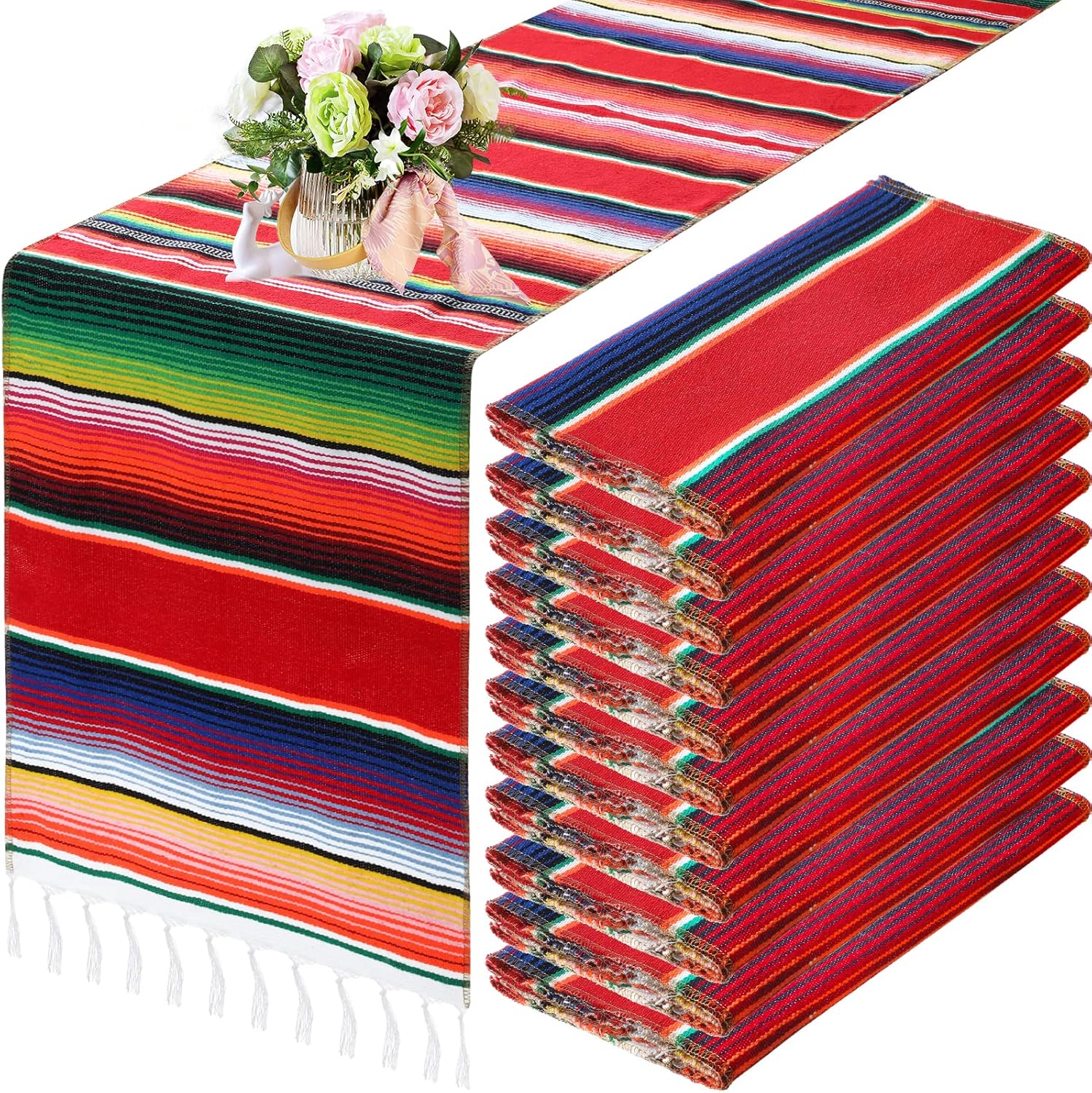 Tegeme 12 Pcs Mexican Table Runners for Festive Decor