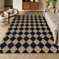 Lahome Checkered Easy Jute Patio Rug 6x9 - Washable Indoor Outdoor Rug