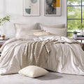 Monbix King Size Comforter Set Oatmeal Cationic Dyeing - Soft