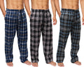 Active Club Mens Flannel Pajama Pants 3 Pack - Cozy, Pocketed Lounge