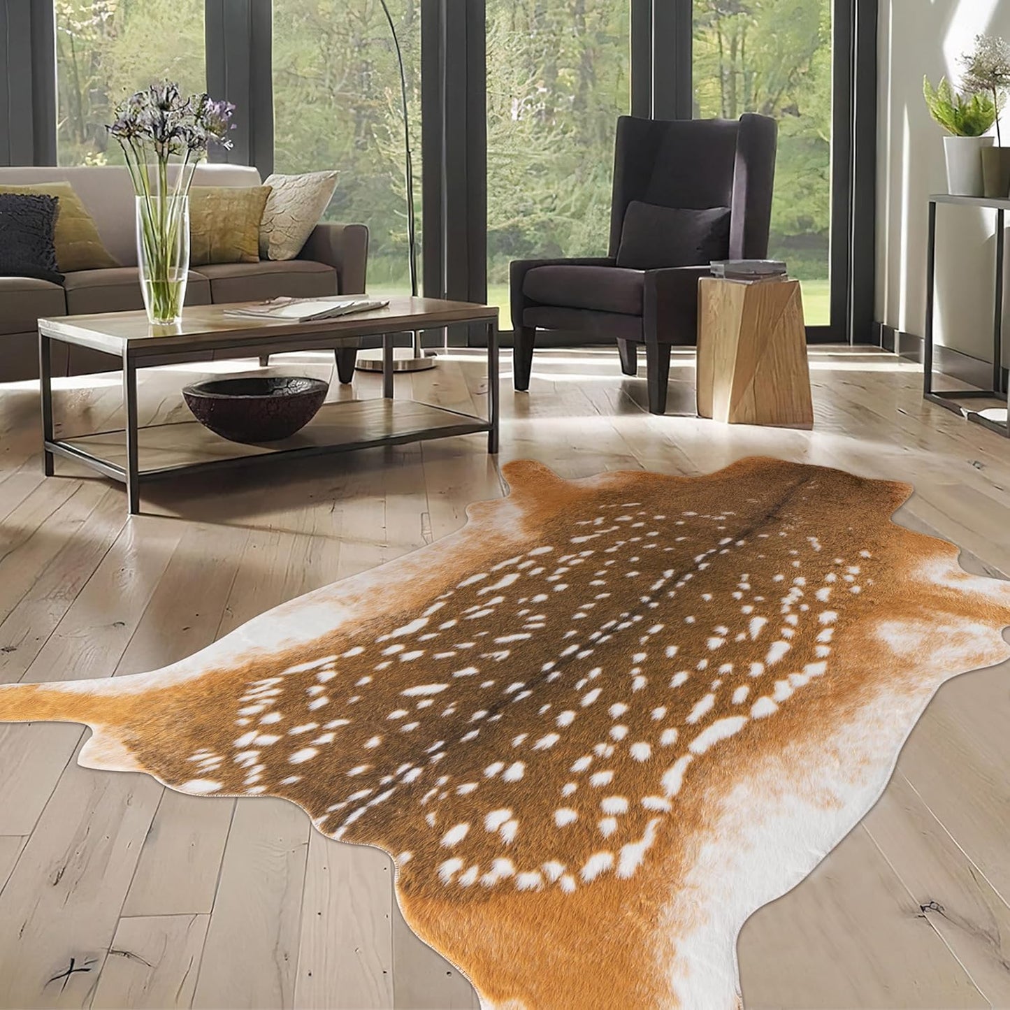 Faux Deer Hide Rug for Living Room Bedroom Rustic Decor
