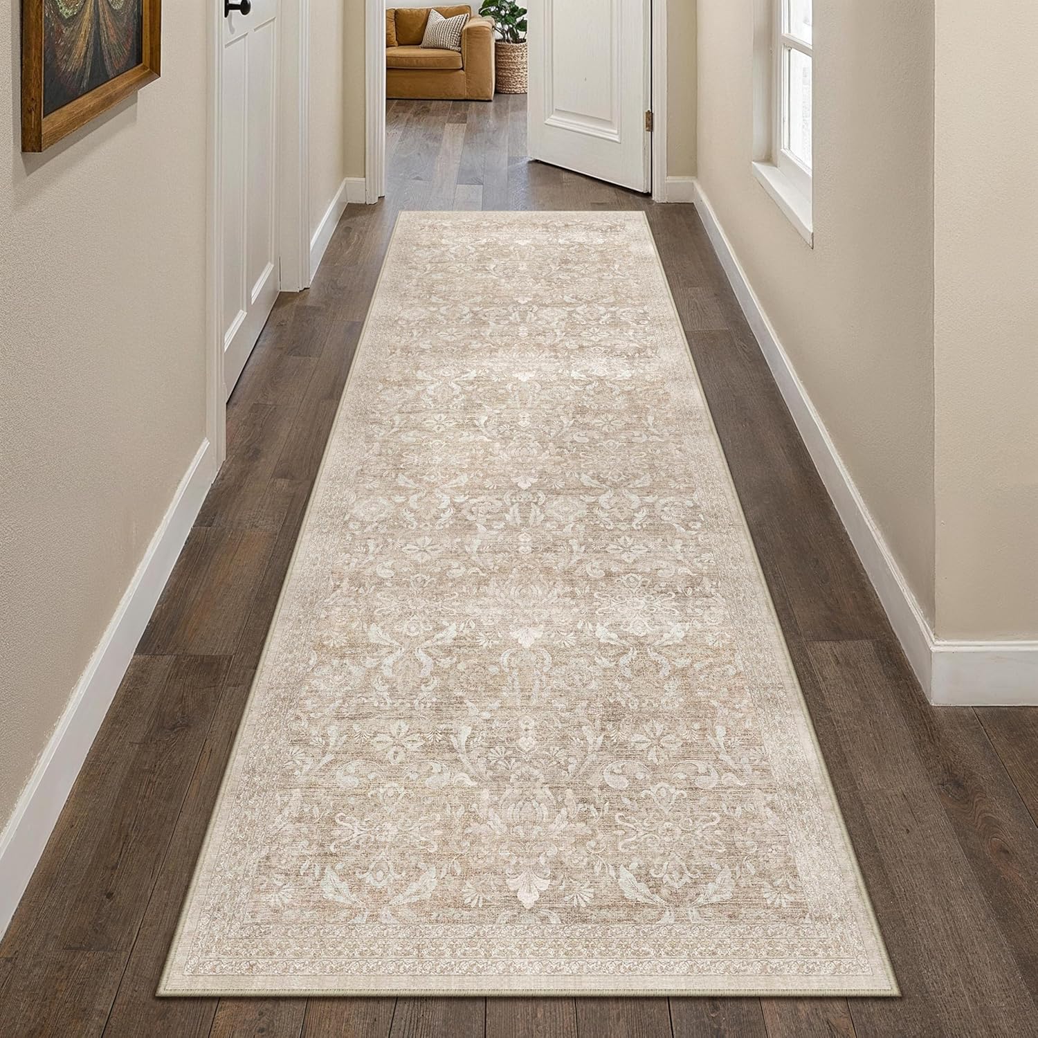 Vintage 2x8 Runner Rug Washable Non Slip for Hallway Kitchen