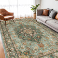 Washable Oriental Area Rug 7x9 - Soft, Stain Resistant Living Room Rug