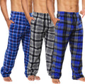 Active Club 3 Pack Mens Fleece Pajama Pants - Cozy Plaid Lounge PJ