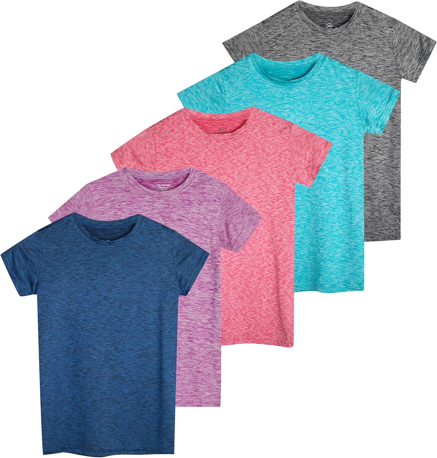 Girls Short Sleeve Dry-Fit Active T-Shirt: 5 Pack for Comfort