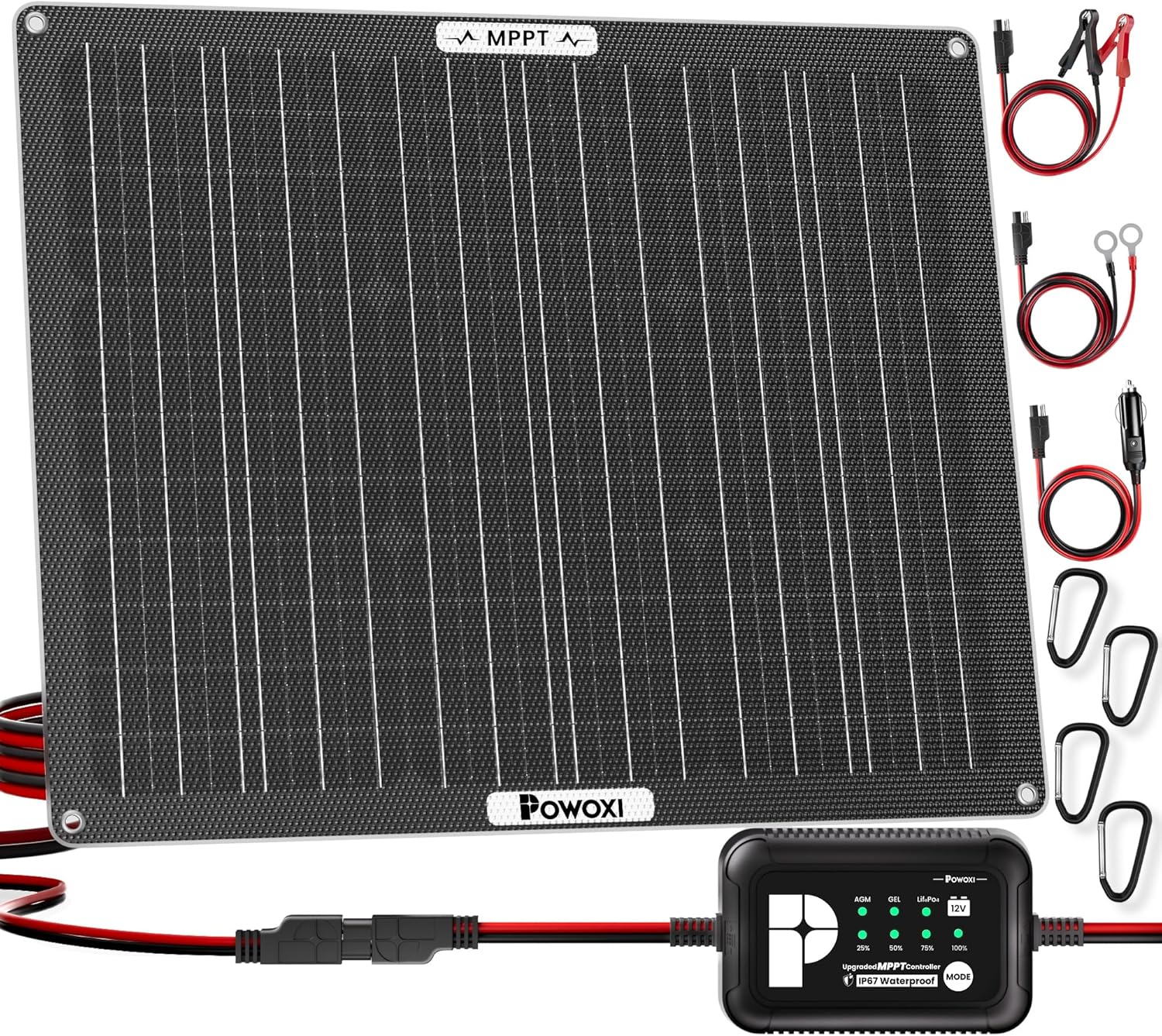 POWOXI 50W Solar Battery Charger for Efficient 12V Charging