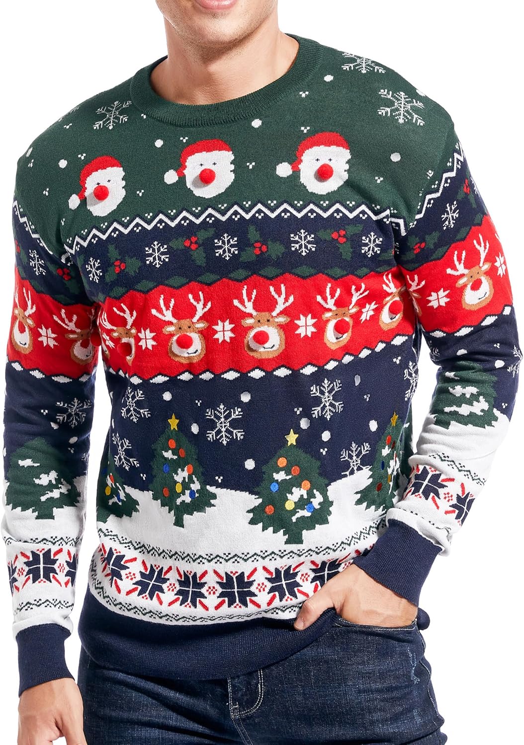 Men's Christmas Rudolph Reindeer Holiday Sweater Cardigan