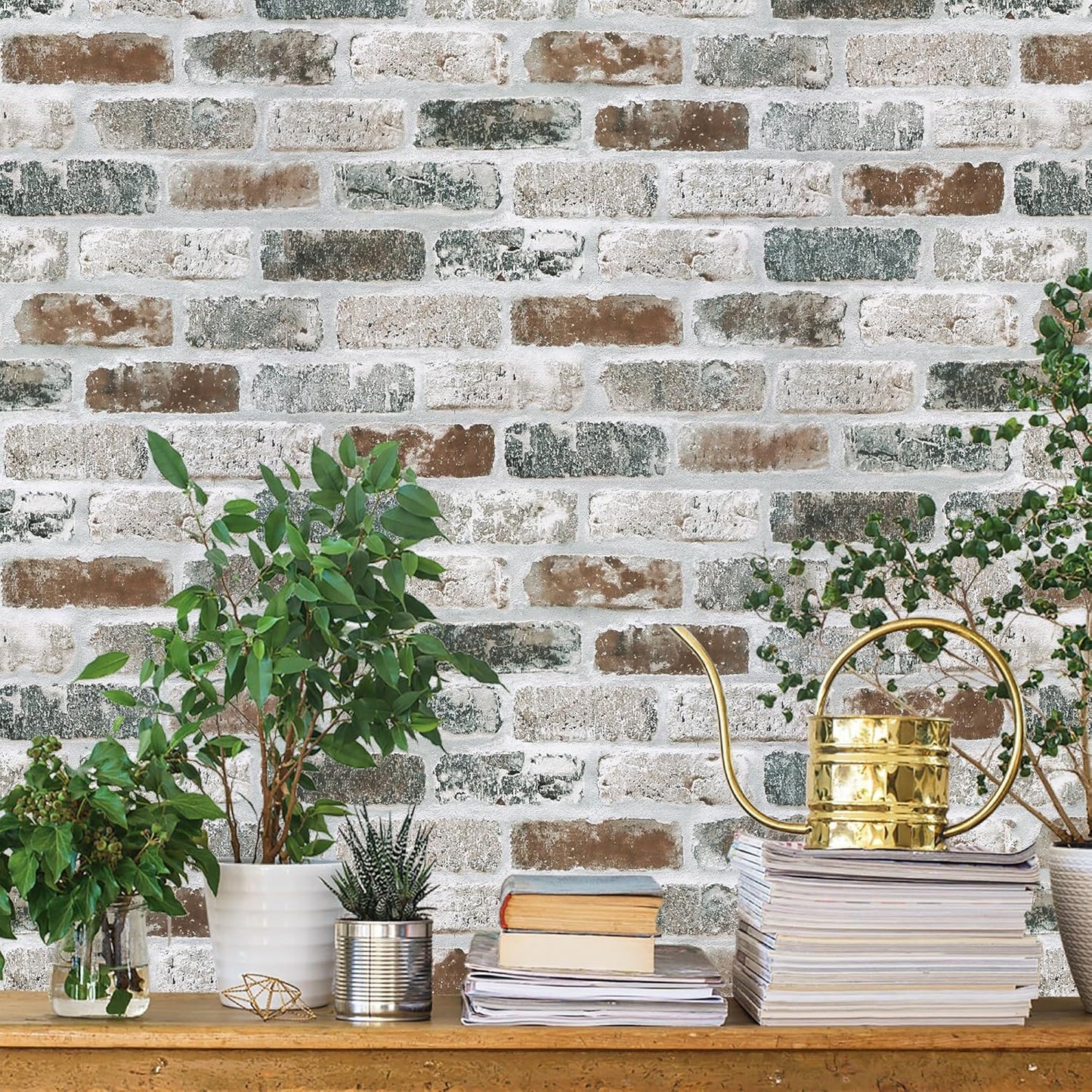 Guvana 17.3 in Brick Wallpaper Self Adhesive for Home Decor