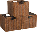 Wicker Storage Basket Large Cube 12x12x10in - Foldable Shelf Bin