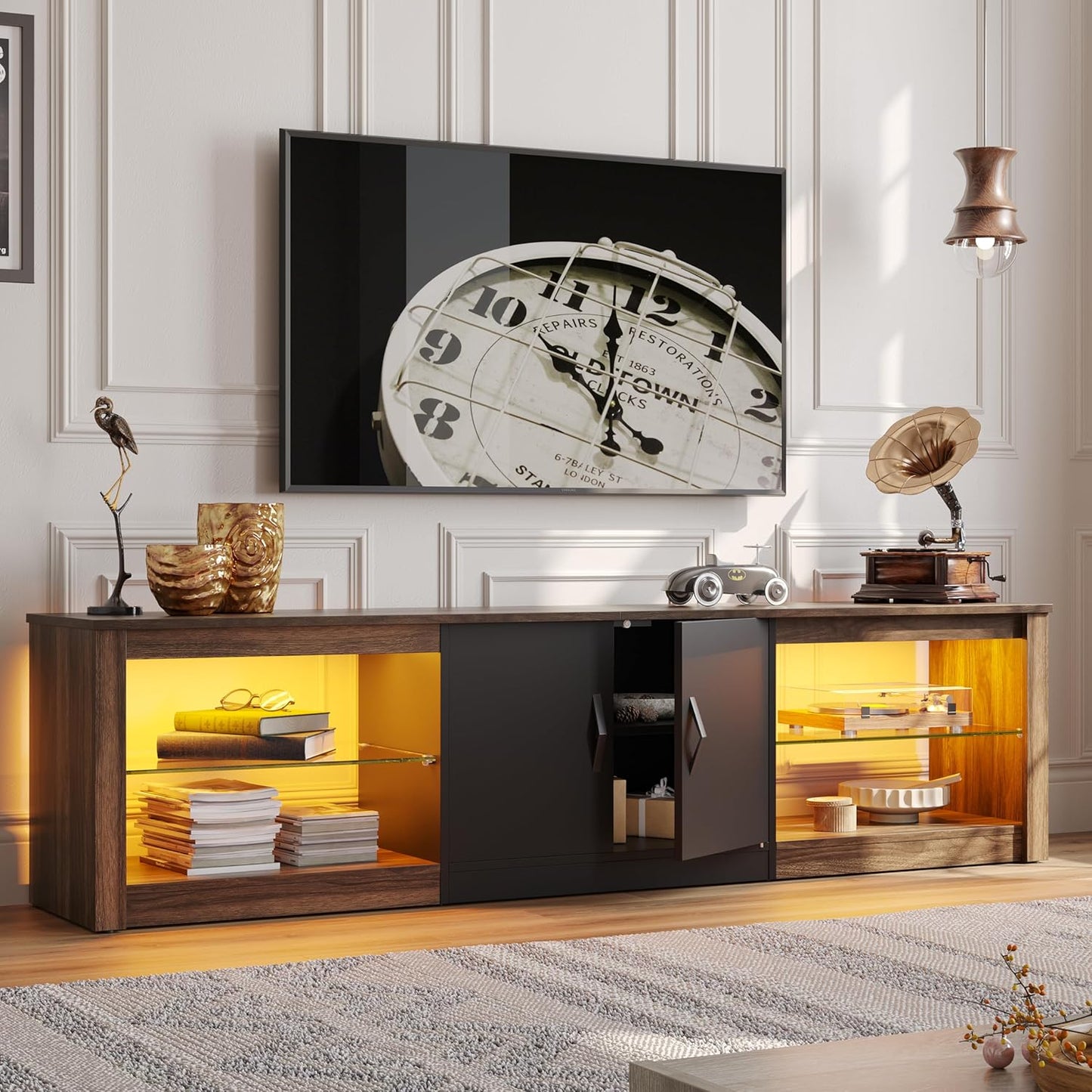 Modern Walnut TV Stand for 75 TVs 