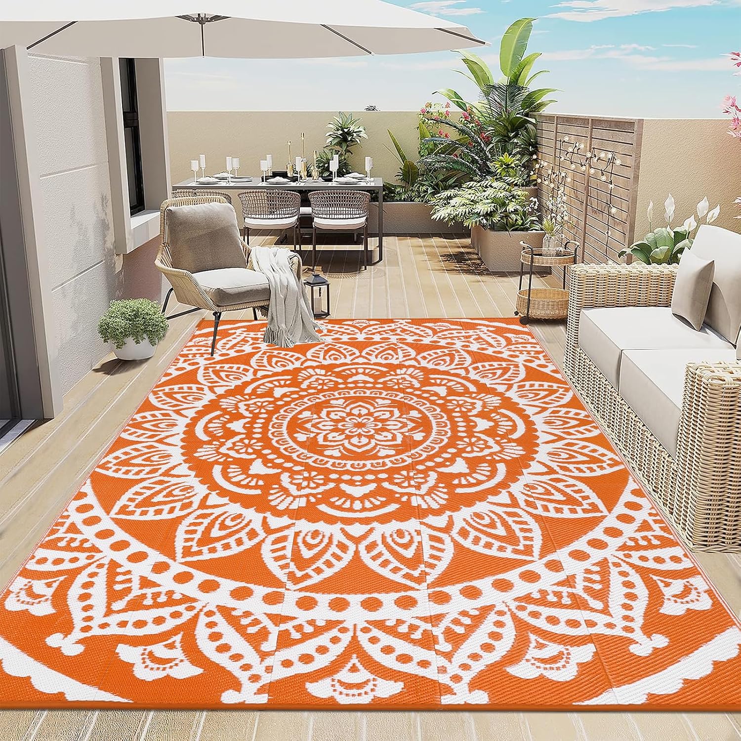 Bsmathom Waterproof Outdoor Rug 6ftx9ft for Versatile Use