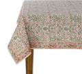 Ridhi Sassy Salmon Pink Hand Block Print Cotton Rectangle Tablecloth