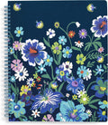 Vera Bradley Blue Floral Large Spiral Notebook with Pocket - Durable
