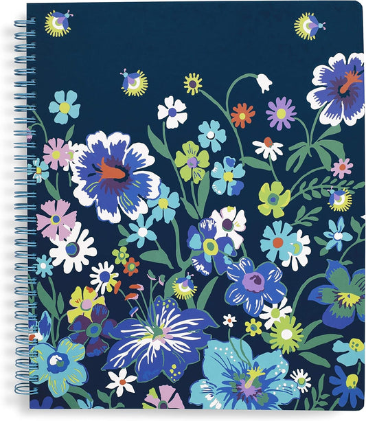Vera Bradley Blue Floral Large Notebook with Pocket - 160 Pages