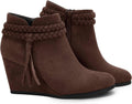 Womens Wedge Ankle Boots Braided Fringe Strap Western (Style 8VPC)