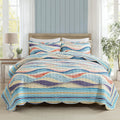 HoneiLife Oversized Queen Quilt 106x106 in Coastal Design - Beachy