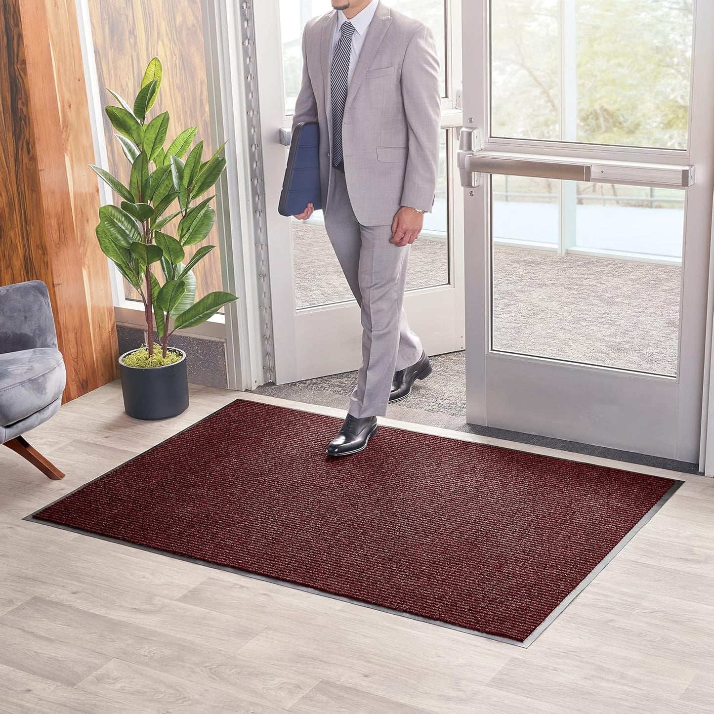 Brush Dry Mat for Indoor/Outdoor Entryways - Heavy-Duty Rug