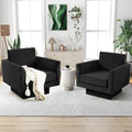 Modern Swivel Armchairs Set, Comfy 360 Rotation, 2 Pcs, Black