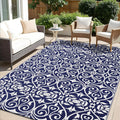 Outdoor Rug 5x8 ft Reversible Navy & White - Waterproof Patio Mat