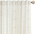 60 Inch Curtains Length Linen Sheer Boho Floral Panels - Soft Pleats