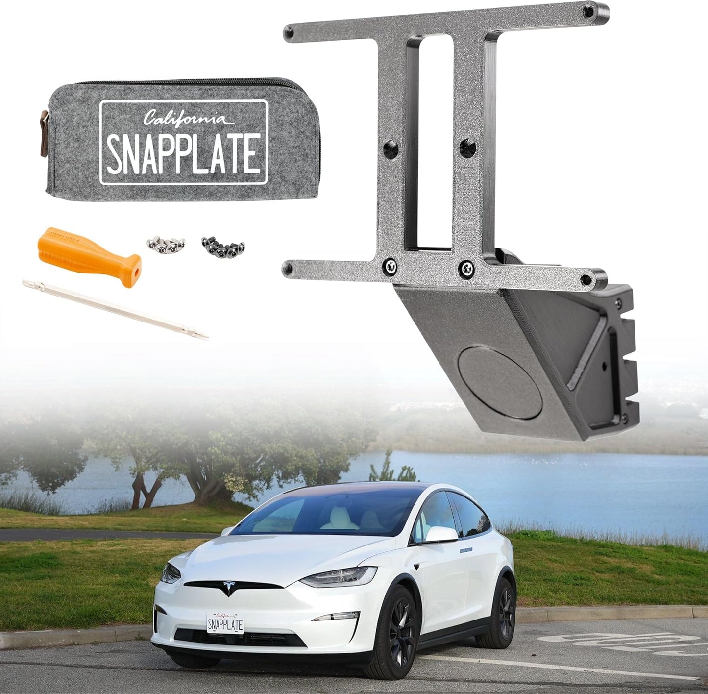 SnapPlate+ Front License Plate Holder for Tesla Model X 2021-2025