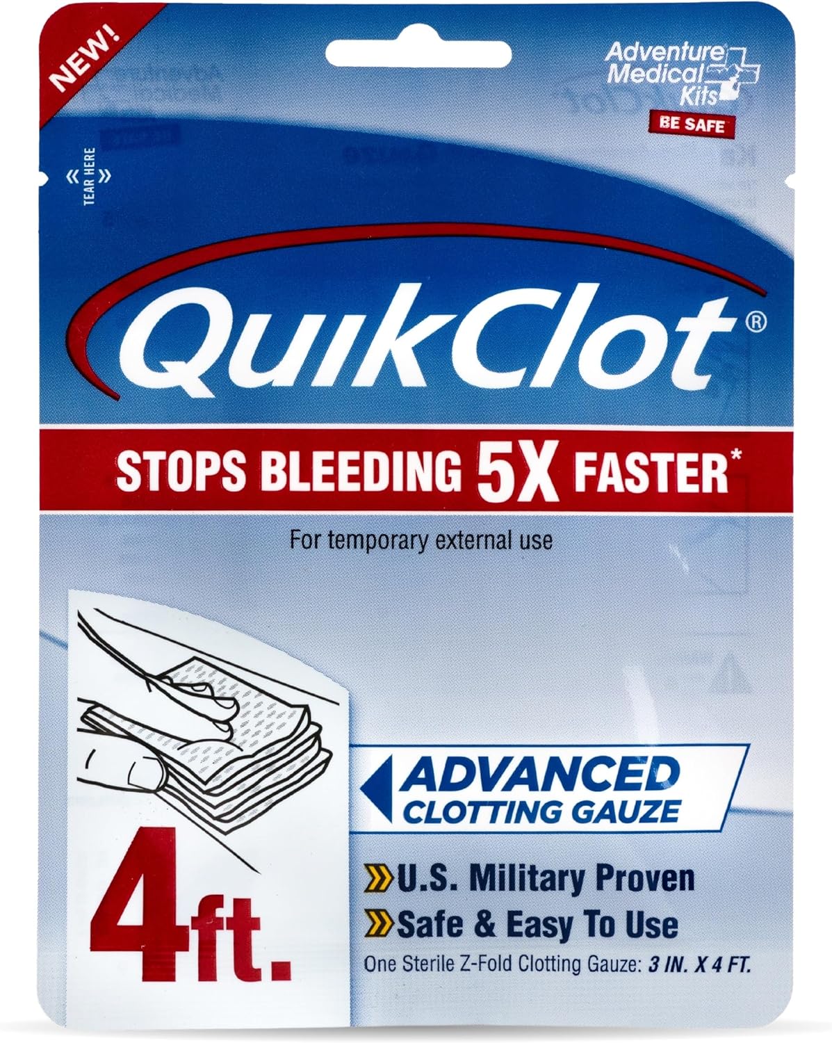QuikClot Gauze for Emergency Survival - Stops Bleeding Fast