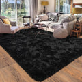 Black Rugs for Living Room 10x14 - Soft Shaggy Modern Area Rug