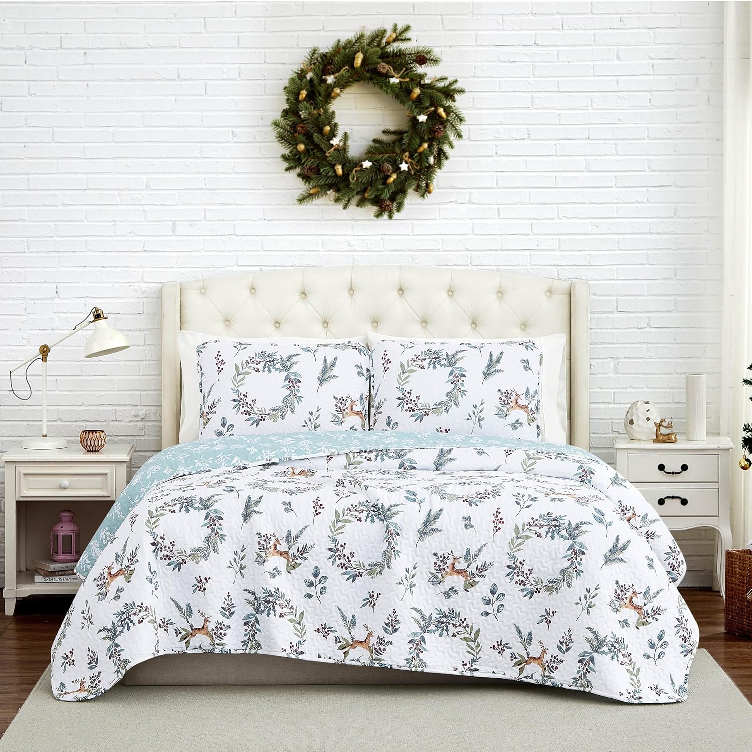 Happy Holidays Christmas Soft Bedding Set for King/California King