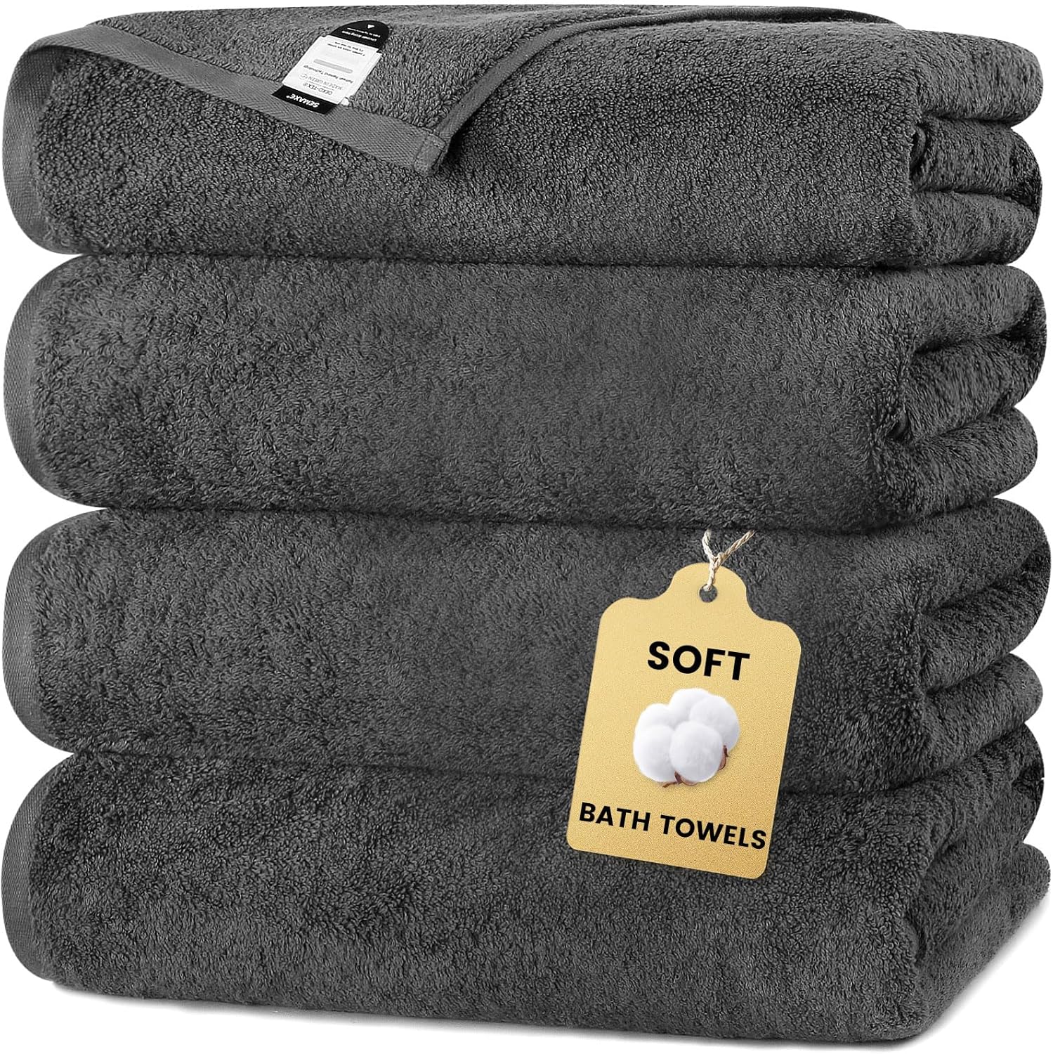 SEMAXE 4-Pack Luxury Bath Towels - Soft, Absorbent, Quick-Drying