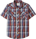 Dubinik Western Short Sleeve Plaid Pearl Snap Shirt for Men