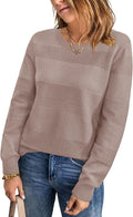 Arach&Cloz Womens Fall Crochet Crew Neck Sweater - Soft, Stylish