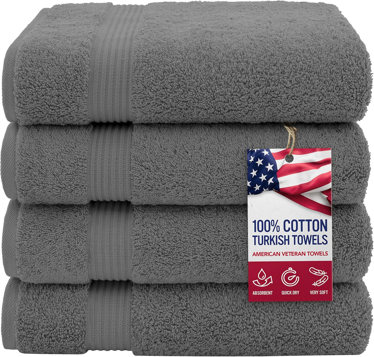 Turkish Bath Towels Set of 4, Extra Large Soft Drying Towels