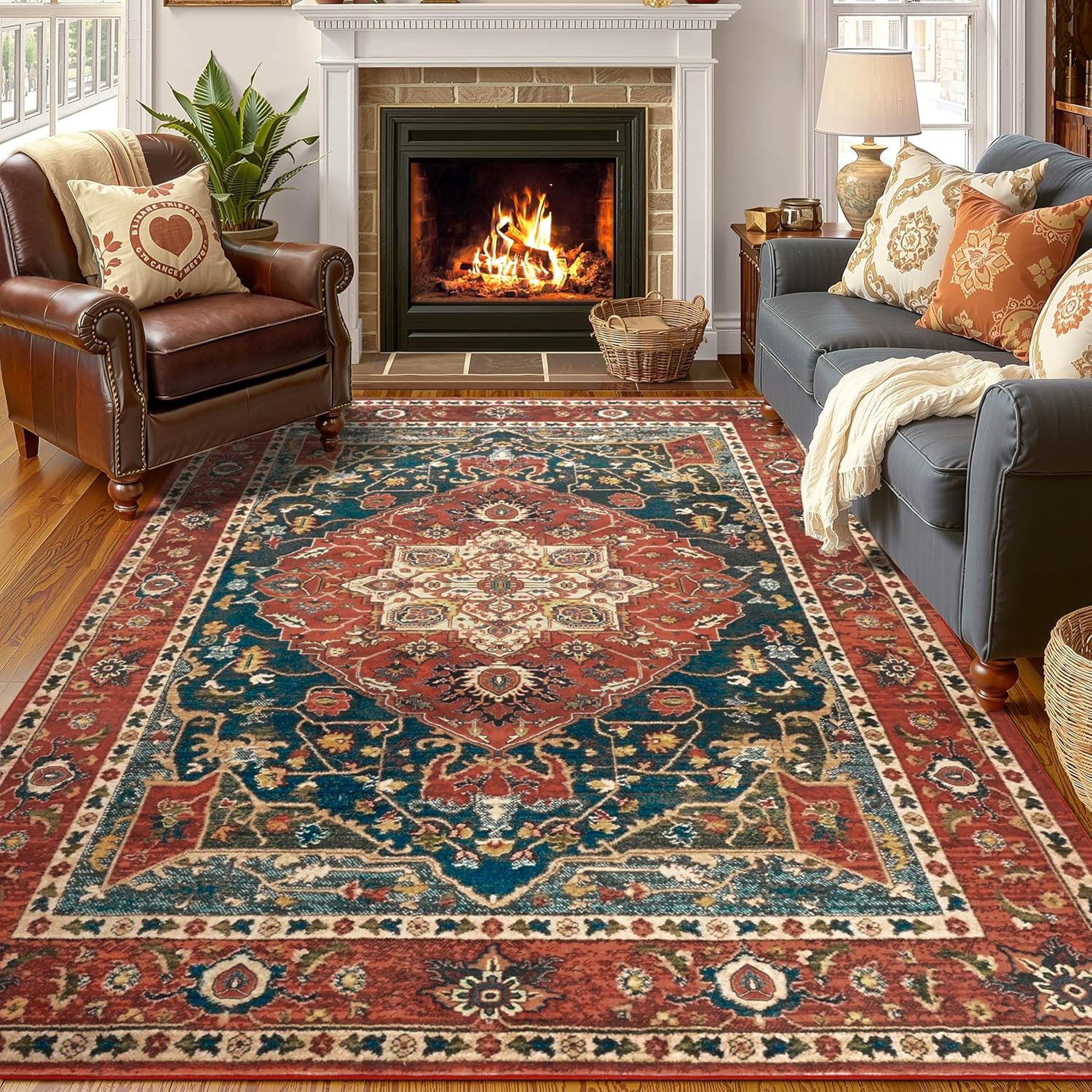 YJ.GWL 4x6 Machine Washable Area Rug for Living Room & Bedroom
