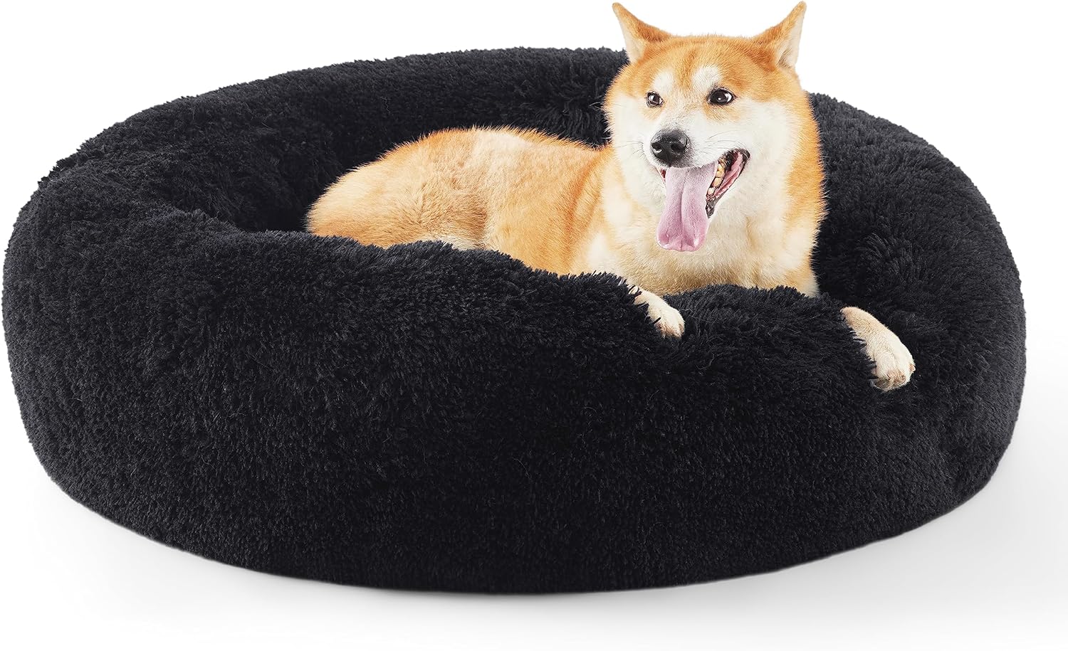Calming Dog Bed for Medium Dogs - Donut Plush Pet Bed 30 in