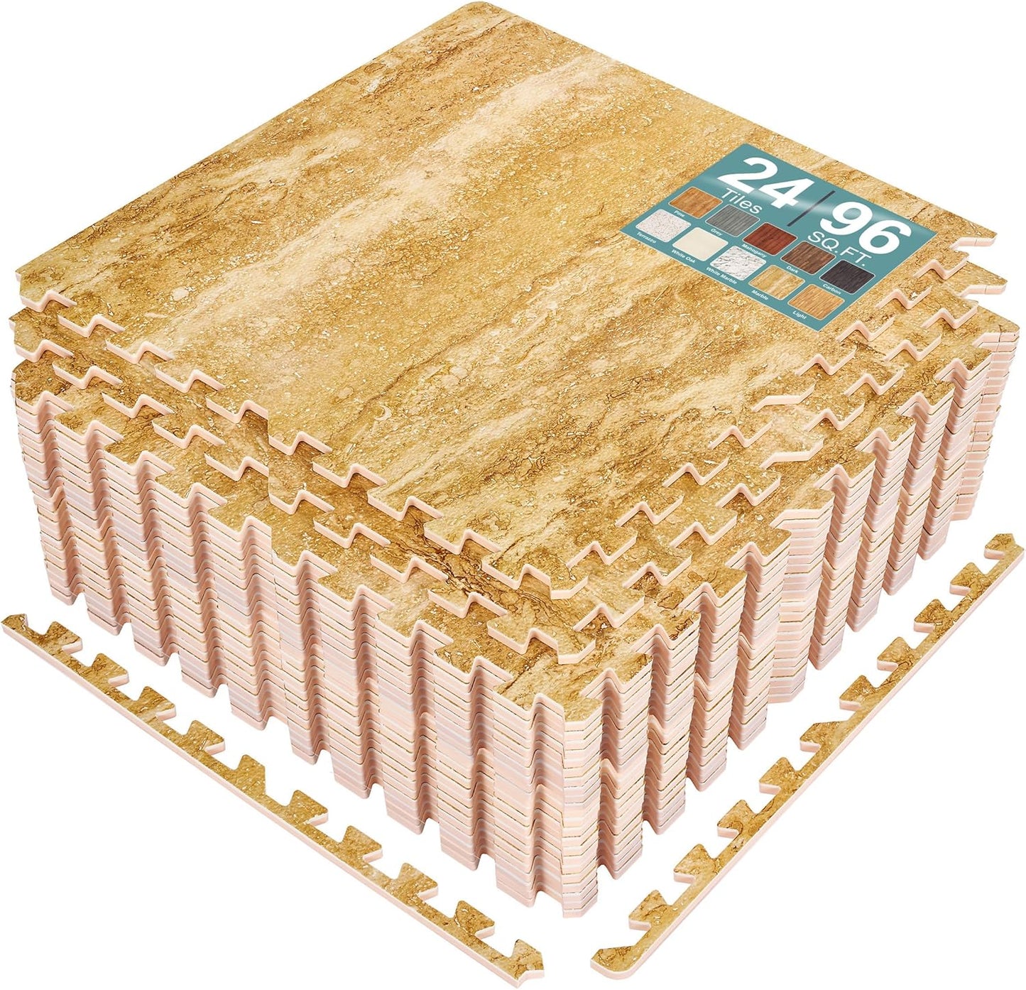 Sorbus Wood Grain Floor Tiles Foam Mat for Home and Business
