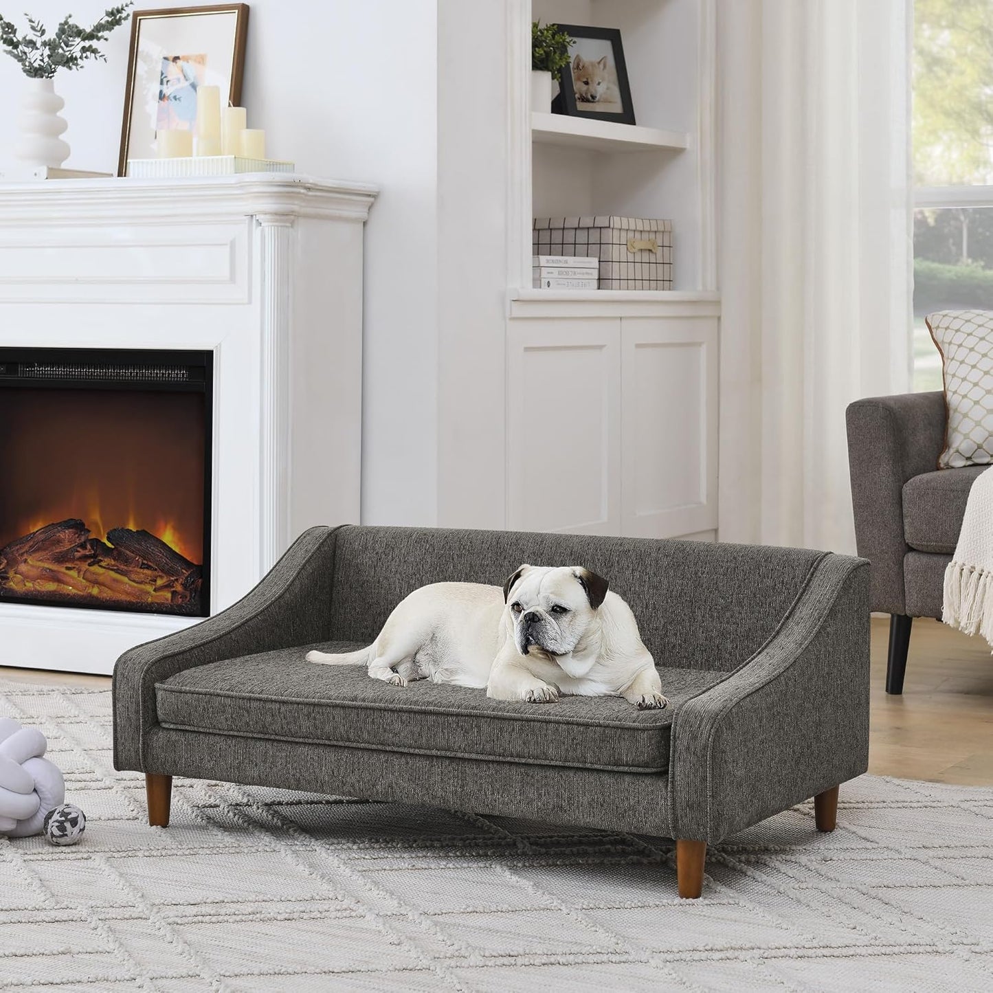 Durable Dog Sofa Couch for Medium to Large Dogs, Dark Grey