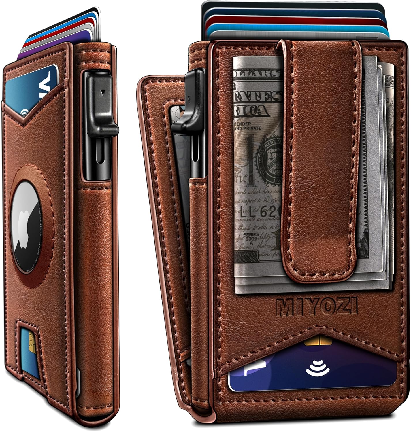 Airtag Wallet for Men with Money Clip - Slim RFID Blocking Design