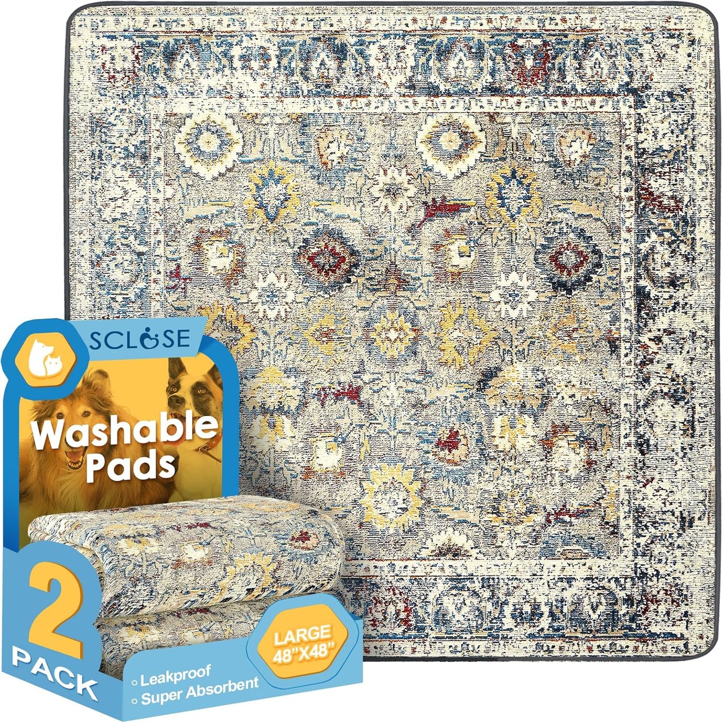 Washable Pee Pads for Dogs Large 2 Pack, Super Absorbent