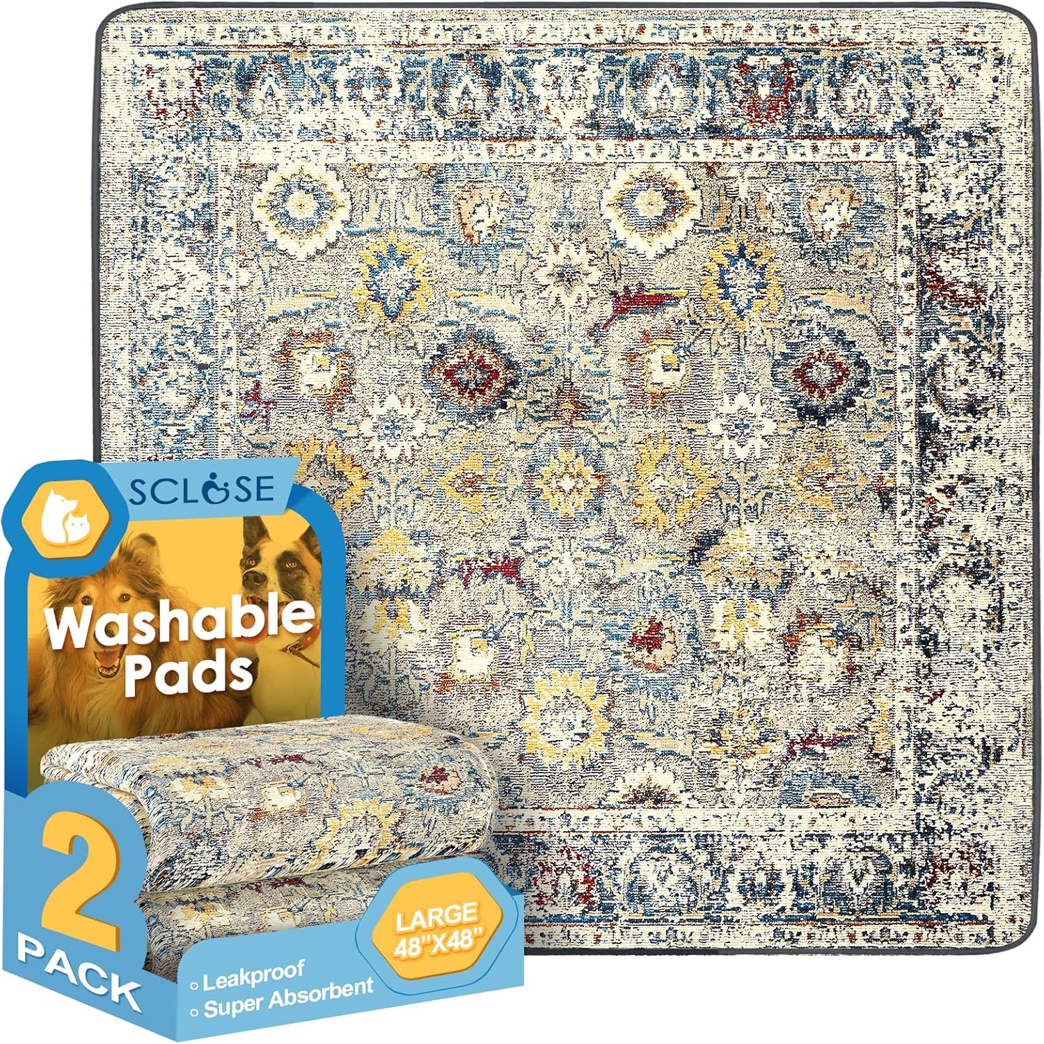 Washable Pee Pads for Dogs Large 2 Pack, Super Absorbent