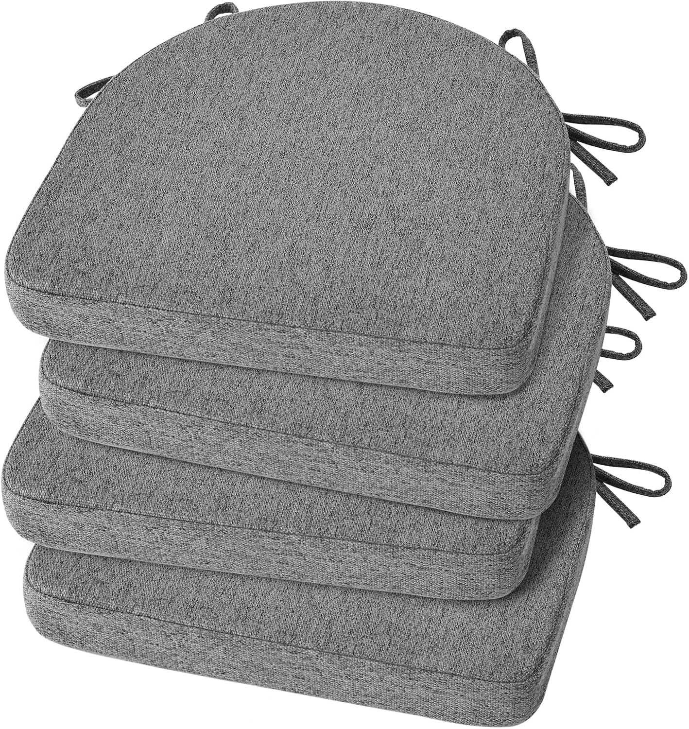Comfortable Non-Slip Kitchen Chair Cushions Set of 4, Dark Gray