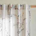 Sheer Curtains 108 in Semi Flax Linen Floral Panels - Light Filtering
