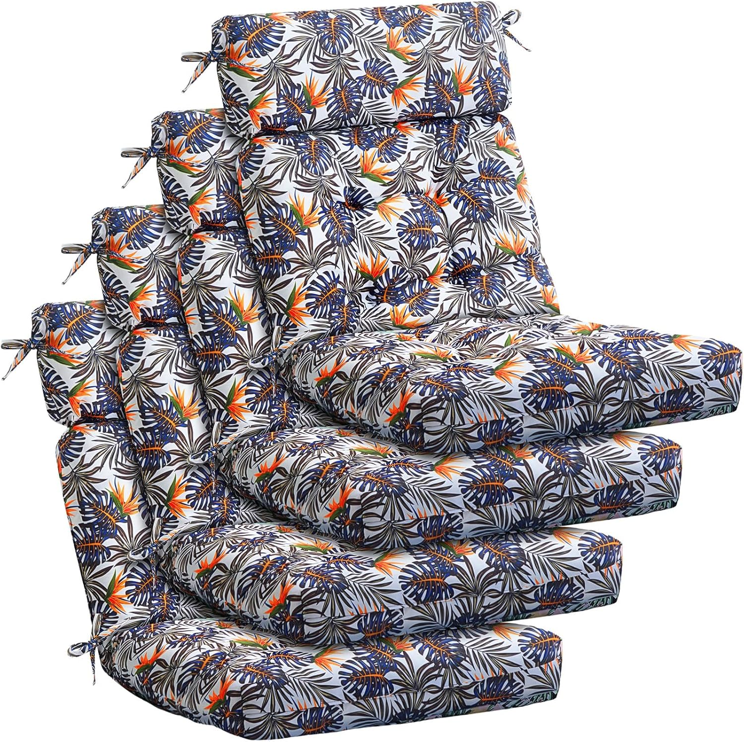 Tufted High Back Chair Cushion Set for Indoor and Outdoor Use