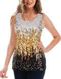 Sequin Tank Top Sleeveless Glitter Gradient Vest - Party Ready Camis