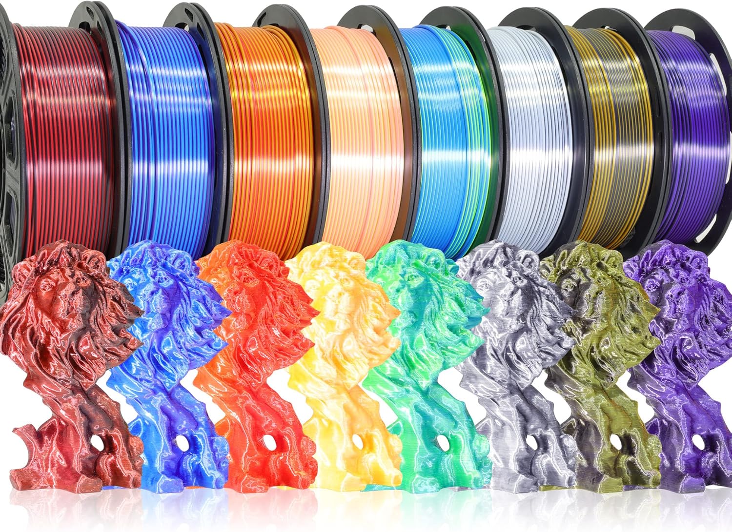 BBLIFE 8 Spools Dual Color Silk PLA 3D Printer Filament Bundle