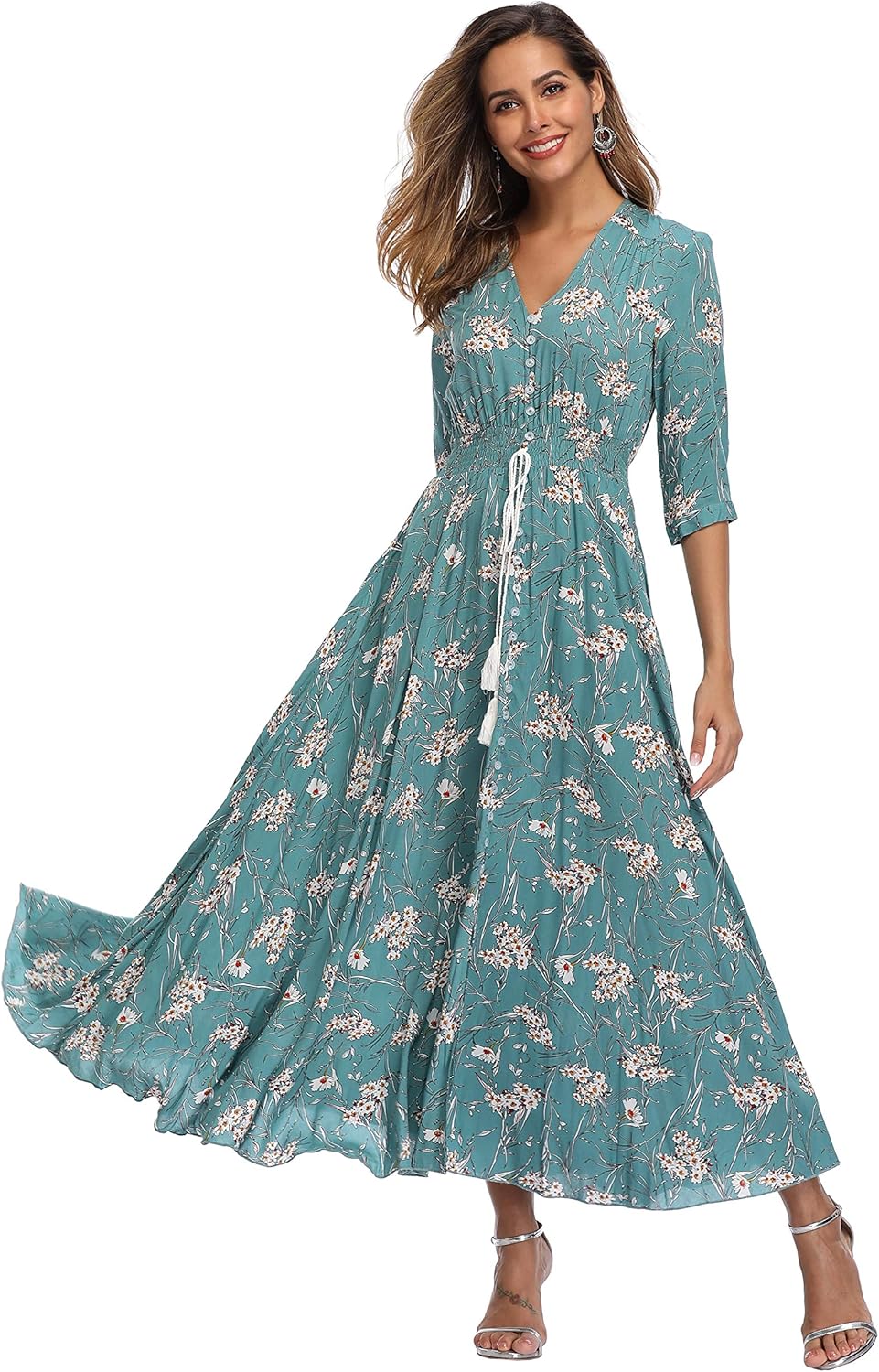 VintageClothing Women's Floral Maxi Dresses for Summer Fun