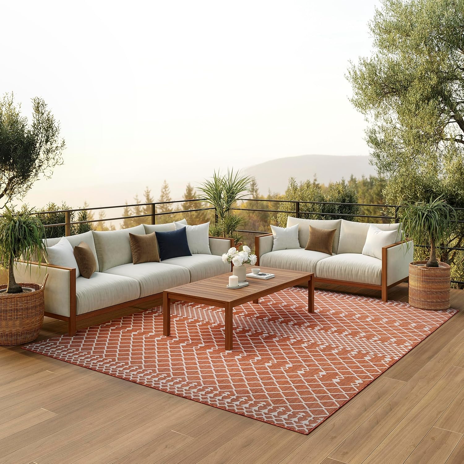 Nourison Home Positano Indoor/Outdoor Terracotta Area Rug 8ft x 10ft