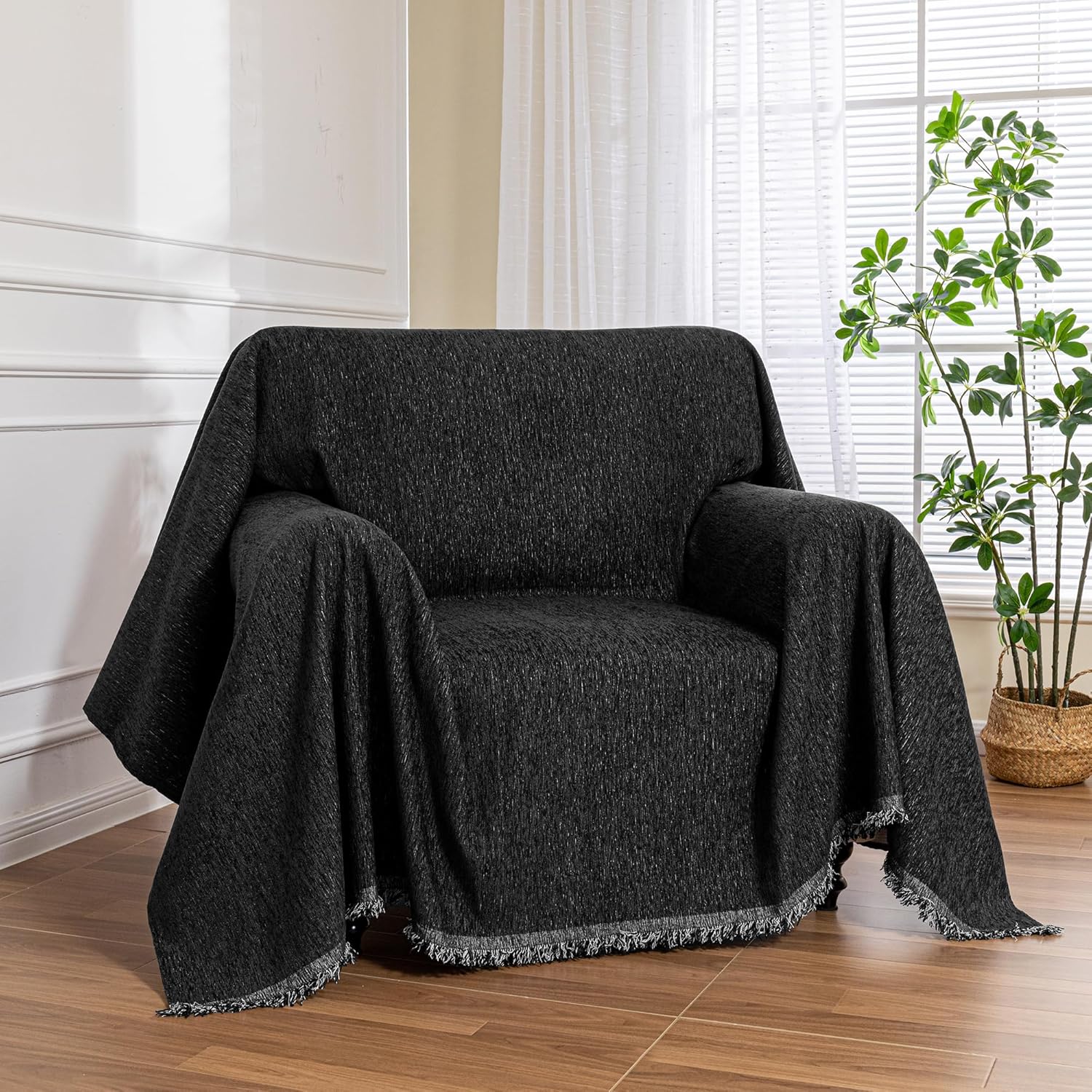 MEETSKY Black Oversized Chair Cover for Pet Protection and Style
